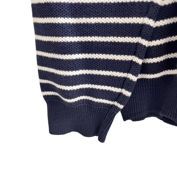 VINCE Navy Blue White Striped Knit Sweater Size Large - Picture 4 of 7